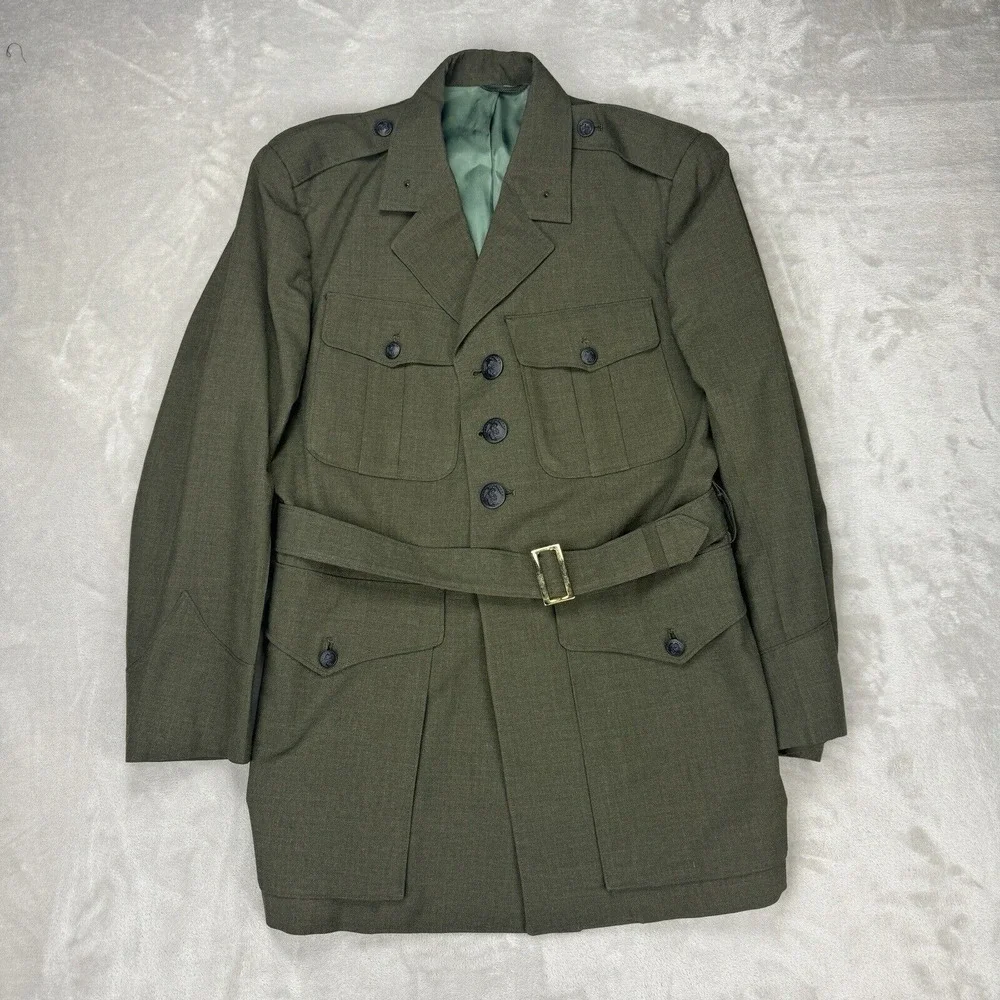 Vtg 70s Vietnam War Era Uniform Mens Wool Blend‎ Tropical Military Coat Trouser